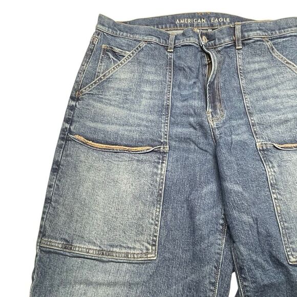 AE Stretch Super High-Rise Baggy Straight Pocket Jeans - Picture 2 of 10